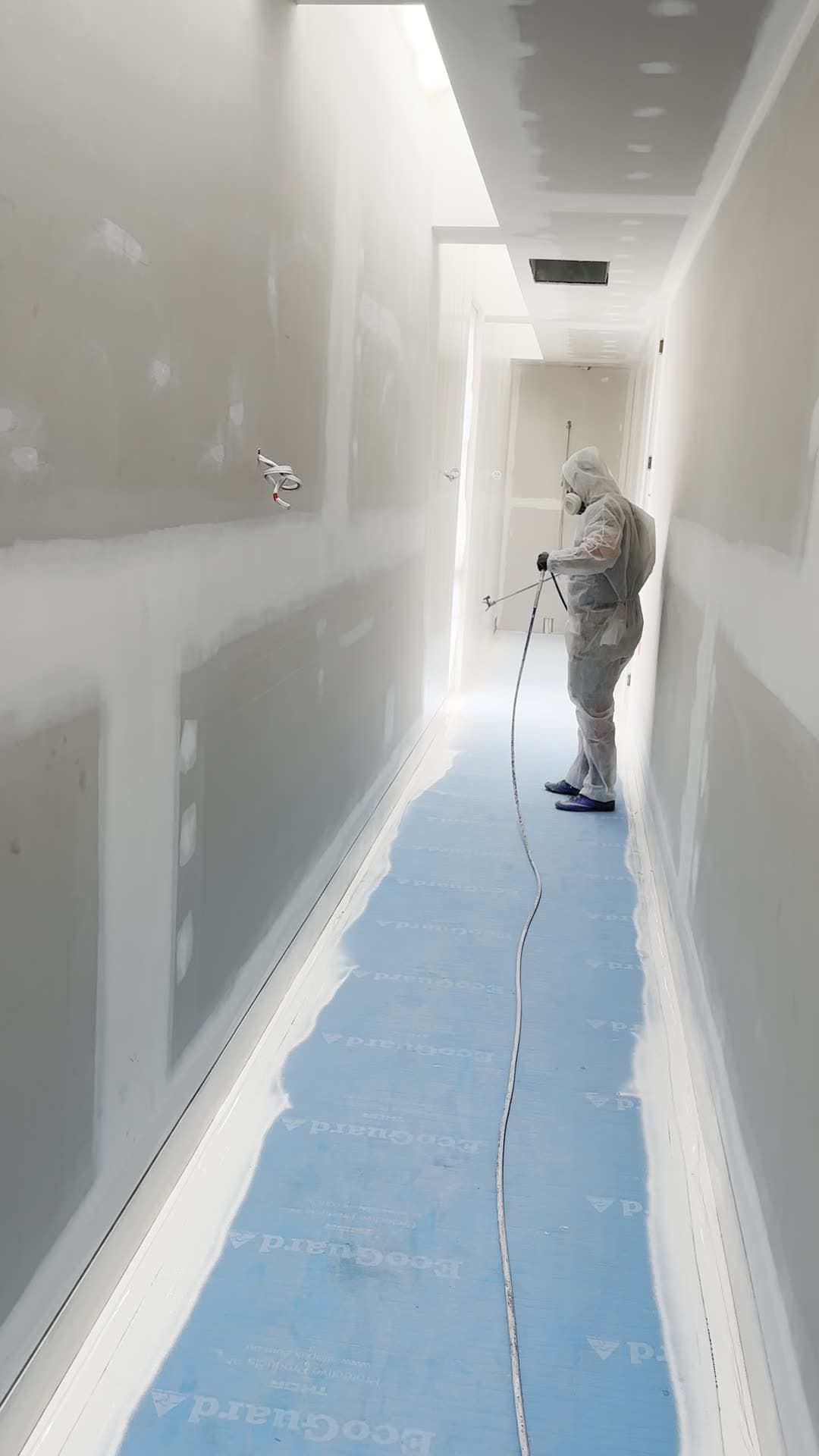 Spraying the apartment hallway