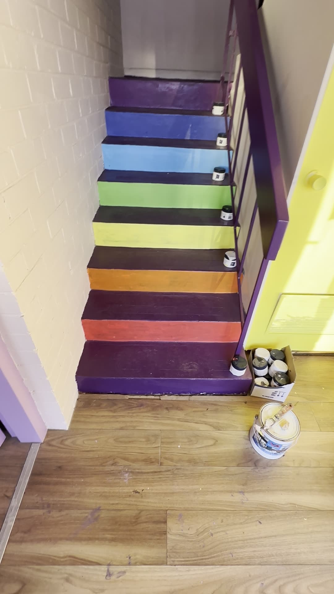 Walkthrough of the finished rainbow stairwell